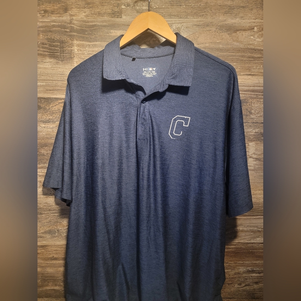 Cleveland Indians Dark Blue Polyester  Under Armour Polo  Men’s Size 2 XL